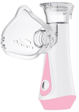 Inhalationsgerät, JOSSIS Ultra Leise Inhaliergeräte für Erwachsene, Kinder, Partikelgröße 1-5µm, Einstellbarer Sprühnebel, Aufladbarer Inhalator (Rosa)