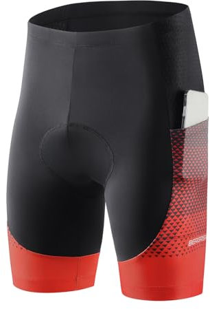 BERGRISAR Radlerhose Herren Fahrradhose Radhose 4D Gepolstert Atmungsaktive Stoßfeste Hose für MTB Rennrad Trail Rot X-Large