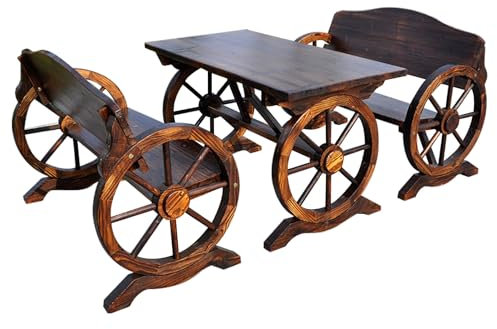 WPWSDWMX Holz-Freizeit-Parkbank, Garten-Esstisch-Set mit Stühlen, 2-Sitzer-Retro-Gartenbank mit Rückenlehne, für den Außenbereich(120cm/47in)