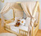 YellowNest Hausbett Himmel (2er Pack) - 100% Baumwolle - Betthimmel Hausbett aus Musselin (2er Pack) - Himmelbett Vorhänge für Bett 70x140 cm (Beige Wimpelkette Stern, 62 x 270 (2er-Set))
