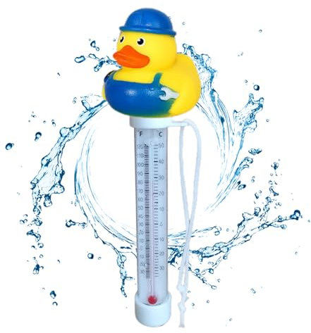 Canard En Caoutchouc Thermometre Piscine, 20 Cm Thermomètre Piscine Flottant, Avec Corde, Incassable, Fabriqué À Partir De Matériaux ABS Et PVC Robustes