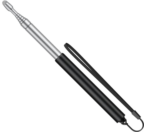 Uniclife Bolígrafo Estilógrafo Telescópico Pantallas Táctiles, Puntero Telescópico Profesores Estilete y Cordón, Varilla Retráctil Aula, Puntero Extensible para Pizarras Blancas, hasta 100 cm (Negro)