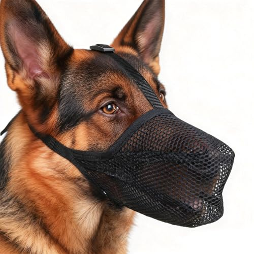 Museruola per Cani Museruola Traspirante Cane Regolabile Addestramento a Maschera Morbida per Anti-Mordere Anti-Abbaiare per Taglia Piccola Media Grande
