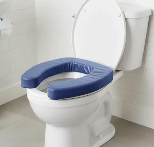 Padded Toilet Seat Raiser, Blue, Cushioned Raised Toilet Seat for Comfort and Mobility Aid
