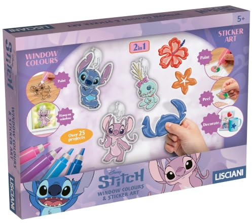Lisciani Giochi 118816 Stitch & Angel Window Colours & Sticker Art
