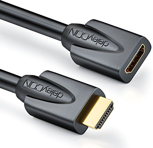 deleyCON 2m HDMI Verlängerung - Kompatibel zu HDMI 2.0a/b/1.4a - UHD 4K HDR 3D 1080p 2160p ARC - High Speed mit Ethernet - Schwarz