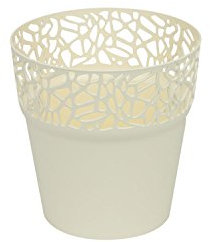 Rond cache-pot 12 cm NATURO plastique romantique style en creme