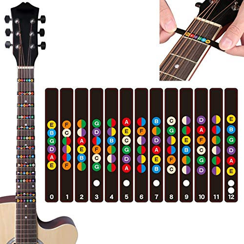 Shapefun Gitarren Noten-Aufkleber für das Griffbrett - Kinderleicht Akkorde und Noten lernen - Ideal für Akustikgitarre, E-Gitarre, Westerngitarre und Ukulele