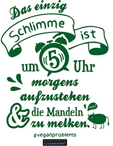 CLICKANDPRINT Aufkleber » Vegane Probleme - Mandeln melken, 150x118,2cm, Smaragdgrün • Dekoaufkleber / Autoaufkleber / Sticker / Decal / Vinyl