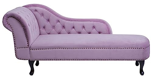 Beliani Retro Chaiselongue Samtstoff Chesterfield Style linksseitig violett Nimes