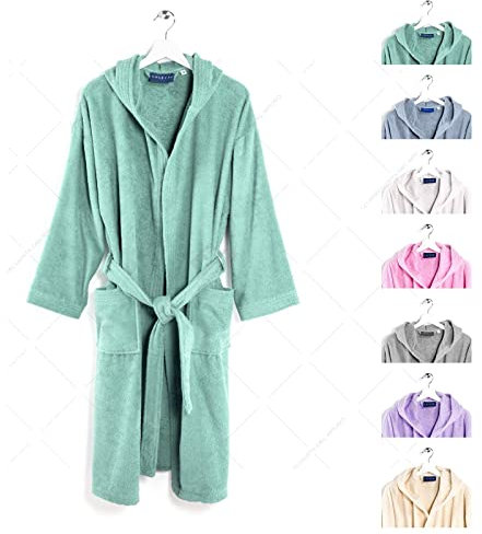 Caleffi 78043 Cotone Arcobaleno Accappatoio con Cappuccio Unisex, Confetto, M/L