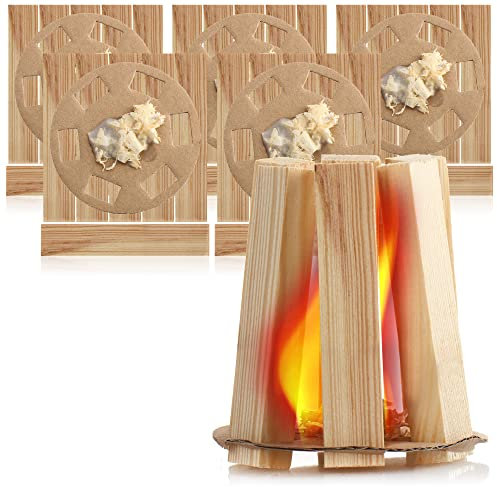 com-four® 6X Kamin-Anzünder und Grill-Anzünder aus Holz für unterwegs - ökologischer und geruchsfreier Anzünder für Feuerstellen - schnell, leicht und wirksam