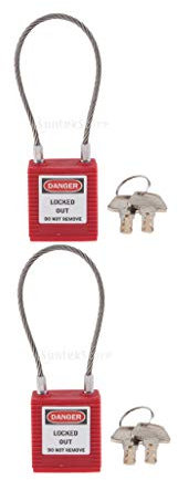 non-brand 2er-Set Metall Draht Vorhängeschloss Kabelschloss mit Schlüsseln für Innen- und Außeneinsatz wie Spinden, Schränke oder Keller