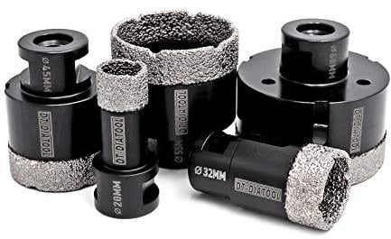 DT-DIATOOL Diamond Drill Bit Set 20/32/45/55/68mm Hole Saw for Dry Drilling Tile Porcelain Marble Ceramic Granite
