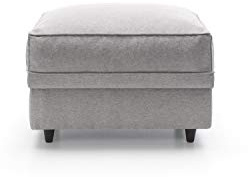 Abakus Direct Pouffe Footstool for Living Room - Elegant Darcy Large Light Grey Foot Stool Living Room with Brushed Cotton Fabric | Footstools and Pouffes | Foot Rests for Living Room | 60Wx50Dx47H