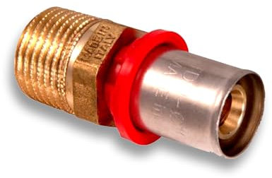 TDM 26er Pressfitting Übergang mit 1 Aussengewinde – für 3,0mm Rohr, Aluverbund- und Mehrschichtverbundrohr, DVGW geprüft, 1 x 26