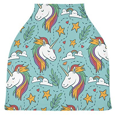 Estrella Unicornio Cubierta de Lactancia Materna Asiento de Bebé Cubierta de Cochecito Transpirable Carros de La Compra Cubierta para Niños Niñas