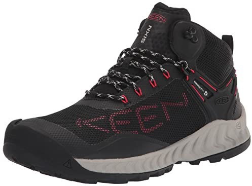 KEEN Herren NXIS Evo Mid Waterproof Wanderstiefel, Black/Red Carpet, 45 EU