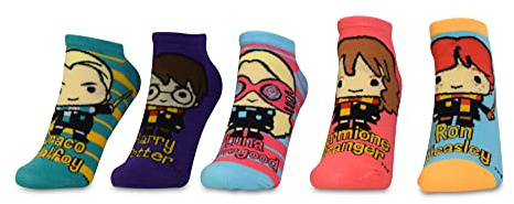 Harry Potter Draco Harry Hermine Luna Ron Socken für Erwachsene, niedrig geschnitten, 5er-Pack, Mehrfarbig/Meereswellen (Ocean Tides)