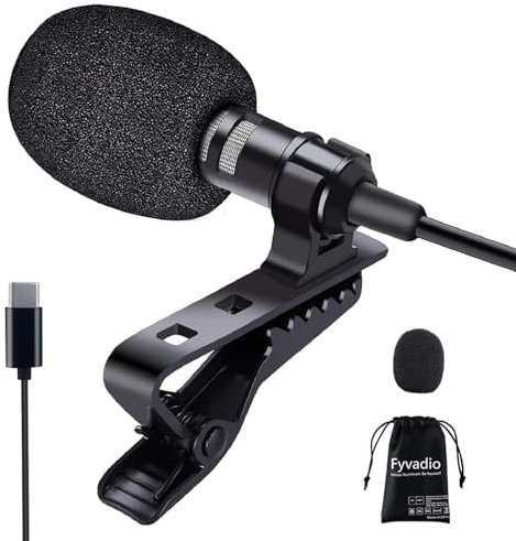 Fyvadio Lavalier Microphone, USB-C Professional Lavalier Lapel Microphone Omnidirectional Condenser Mic Compatible with Phone/MacBook/Android/PC for Interview, Studio, Video, Vlogging, YouTube