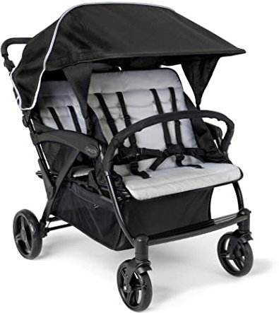 GAGGLE Odyssey 4x4 Quad Gelände Kinderwagen für 4 Kinder | Buggy faltbar mit Sonnenschutz in Grau/Schwarz | 4er Kinderbuggy klappbar für Kinder von 6 Monaten bis 4 Jahre.