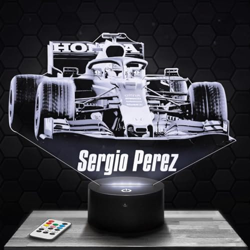 Nachttischlampe - Touch-Nachtlicht Formule 1 F1 - S. Perez 3D-LED-Lampe Illusion, Geschenkidee Weihnachten Geburtstag Junge und Mädchen Nachttischlampe Kinder- oder Erwachsenenzimmer