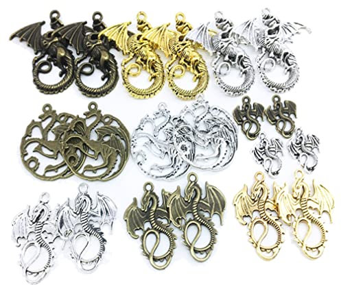 Guoguonb 20 Stücke Retro Schmuck Antik Steampunk Drachen Metall Anhänger Drache Charm Anhänger für Schmuck Basteln Armband Halskette(Mix)