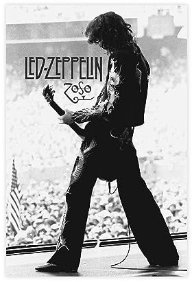 TONFON Jimmy Page - Poster da parete con chitarrista e Zeppelin Band, poster su tela, decorazione per camera da letto, sport, ufficio, camera da letto, regalo, senza cornice, 30 x 45 cm