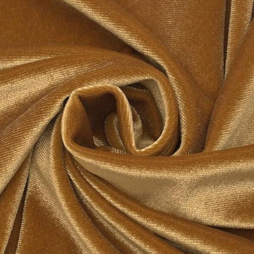 STOFFKONTOR Stretch Pannesamt Stoff - Meterware, Farbe Gold - Öko-Tex Standard 100 - zum Nähen von Bekleidung, Kostümen, Dekorationen usw.
