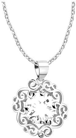 Sofia Milani - Collana da Donna in Argento 925 - con Pietra Zircone - Ciondolo a Fiore Ornamento - N0644