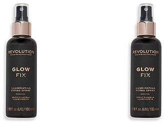 MakeUp Revolution Glow Fix, Illuminating Fixing Spray, 100 ml (Packaging May Vary) (Packung mit 2)