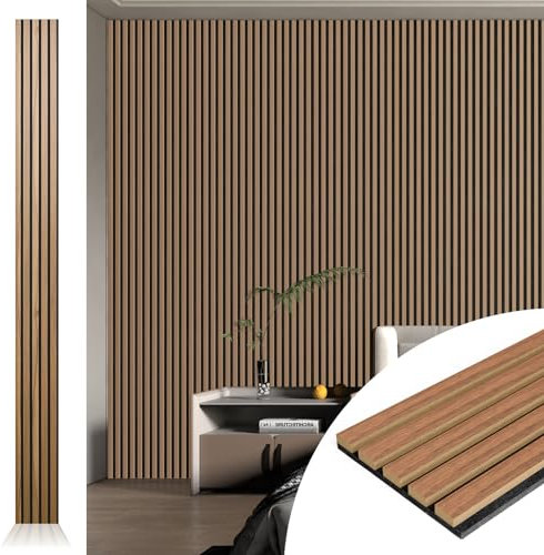 Art3d Lot de 4 panneaux acoustiques à lattes 3D cannelés 3D pour mur et plafond, 273 x 20 cm, noyer