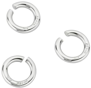 NKlaus Öse für Damen 925 Silber, 925 Sterlingsilber, Silber, 3, 3 Stück | Stärke: 0,9mm; Gewicht: 0,3g; 3,5mm; 5,4mm; biegeringe silber 925
