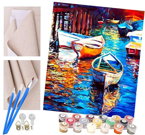 Malen nach Zahlen Kits Kunst Abstrakte KunstEin farbiges Boot DIY vorgedruckte Leinwand Ölgemälde Geschenk für Erwachsene Kinder Home House Decor 40 * 50 cm