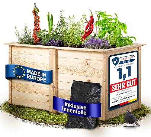 RELLINGER® Hochbeet Holz [Optimaler Schutz vor Schädlingen] - inkl. Innenfolie - Hochbeete für Garten aus FSC® zertifiziertem Holz - Hochbeet (Natur)