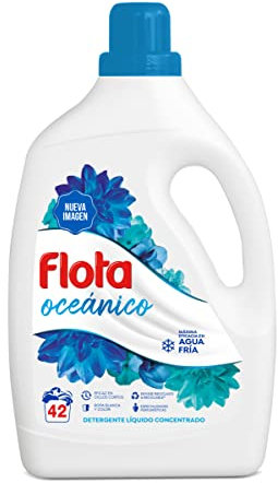 FLOTA | Detergente Líquido Quitamanchas incluso en Agua Fría para Lavadora | Ropa Blanca y de Color | Fragancia Oceánico | 42 Lavados