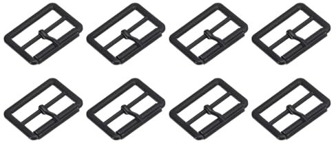 QUARKZMAN 8 Stück Metall-Rollenschnallen, 20 mm (0,8) Triglides Schieber beweglicher Riegel Gurtversteller Rechteck Keeper für Taschen Lederhandwerk (Matt Schwarz)