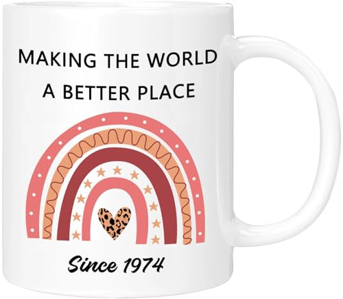 ERYUWOZA Regalos de 50 cumpleaños para mujeres y hombres, regalos de 50 cumpleaños de 1974, regalos de cumpleaños de 50 años, decoraciones de ideas de regalo de 50 cumpleaños, tazas de 50 cumpleaños,