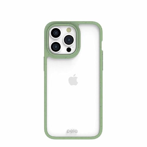 Pela Schutzhülle für iPhone 15 Pro Max, transparent, Salbei, umweltfreundliche Hülle, kompatibel mit iPhone 15 Pro Max, 28598-IP15PMAX-SAGE-CLEAR