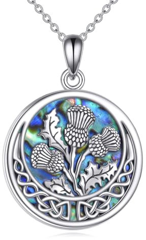 URONE Schottische Distel Halskette 925 Sterling Silber Distel Anhänger Schottische Distel Schmuck Geschenke für Frauen Mädchen