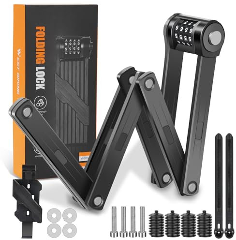 Oumuik Candado para bicicleta, candado con combinación, candado plegable para bicicleta, nivel de seguridad 15, candado de combinación, 120 cm con soporte