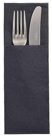 PAPSTAR 50 Servietten DAILY Collection 48 cm x 30 cm schwarz mit Besteckfalz
