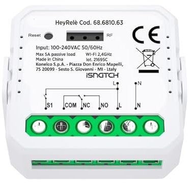 GBC Relè Wi-Fi Smart per Controllo Remoto, Ingresso Pulsante e Alimentazione 220V