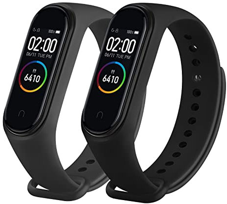 Yisica 2 Piezas Correa Compatible con Xiaomi Mi Band 4/Mi Band 3 Hombre Mujere, Silicona Correa de Repuesto con Xiaomi Mi Band 4/ Mi Band 3 (Mi Band 4/Mi Band 3, Negro/Negro)