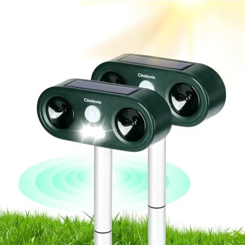 Cowiewie Tiervertreiber (2 Stück) Katzenschreck Power Batterie Tierschreck Ultraschall, wasserdicht, Katzenabwehr, solarbetrieben, für den Garten, Ultraschallabwehr