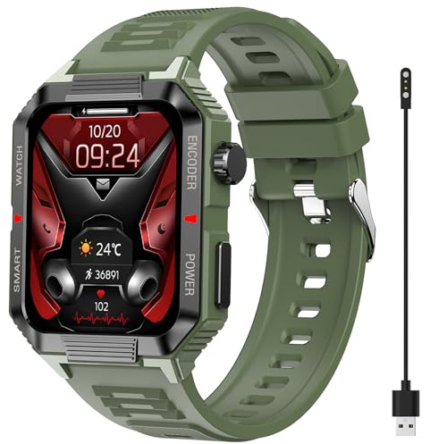 TOPsic Smartwatch Herren Damen, Smartwatch mit Telefonfunktion, 1,99 IP68 Wasserdicht Smart Watch, Lange Akkulaufzeit, Herzfrequenz Blutsauerstoff, Schlafmonitor Smartwatch für iOS und Android