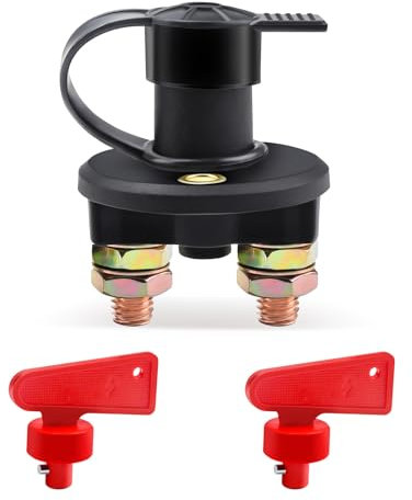 Aeipou Battery Isolator Switch 12V/24V Car Battery Cut Off Switch Kill Key Heavy Duty Disconnect Isolation Emergency Automotive On Off with 2 Keys for Car Marine Boat ATV Vehicle Truck 200 Amps