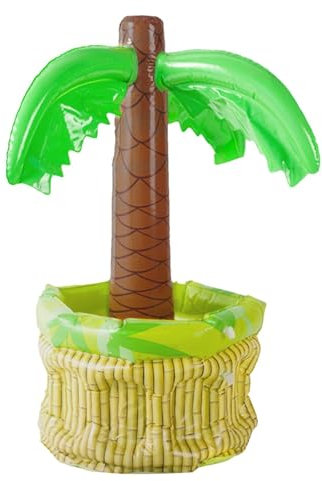 floating pool cooler, inflatable pool ice box, floating pool drink cooler, drink cooler, palm tree inflatable ice bucket, container