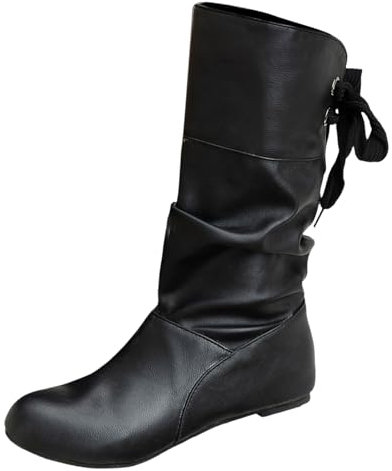 Stivali da Donna Stivali Donna Estivi Traforati Tacco Basso Creeper Shoes Stivali Texani Donna Estivi Neri Stivali Cowboy Donna Stivali sotto al Ginocchio Donna Tacco Donna