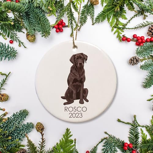 Christmas Tree Decoration Chocolate Labrador Personalized Dog Brown Lab For Dog Lovers Pet'S First Ceramic Xmas Ornament Double Sided Ceramic Hanging Decoration Christmas Tree Decorations